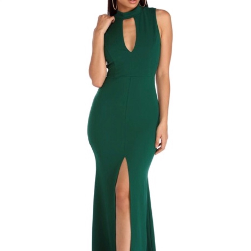 Green evening gown
